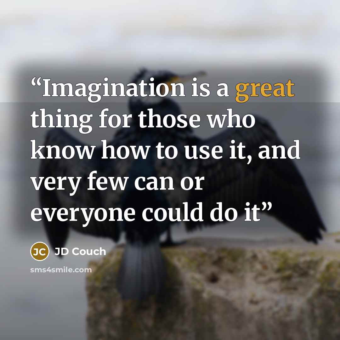 “Imagination is a great thing for those who know how to use it, and very few can or everyone could do it” quote by JD Couch