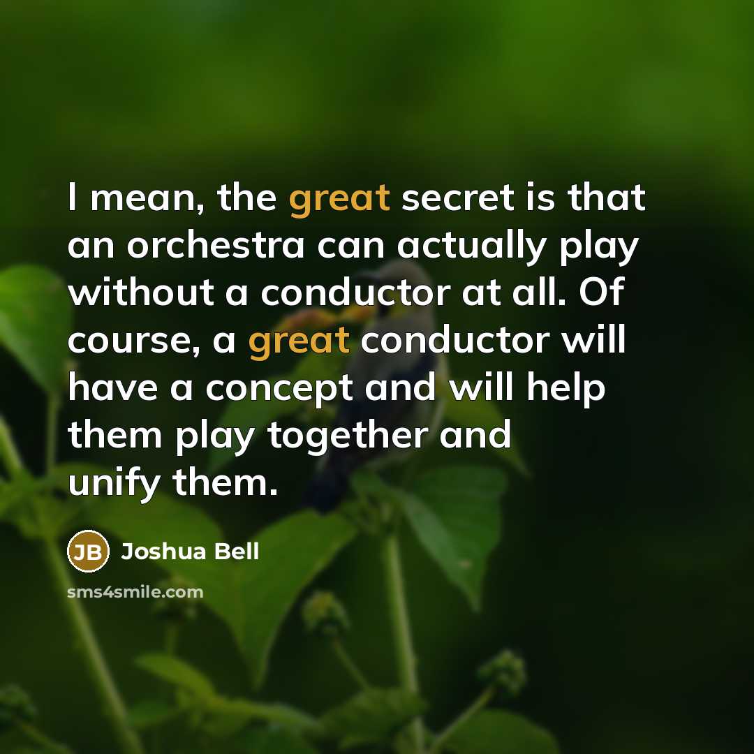 “I mean, the great secret is that an orchestra can…” quote by Joshua Bell