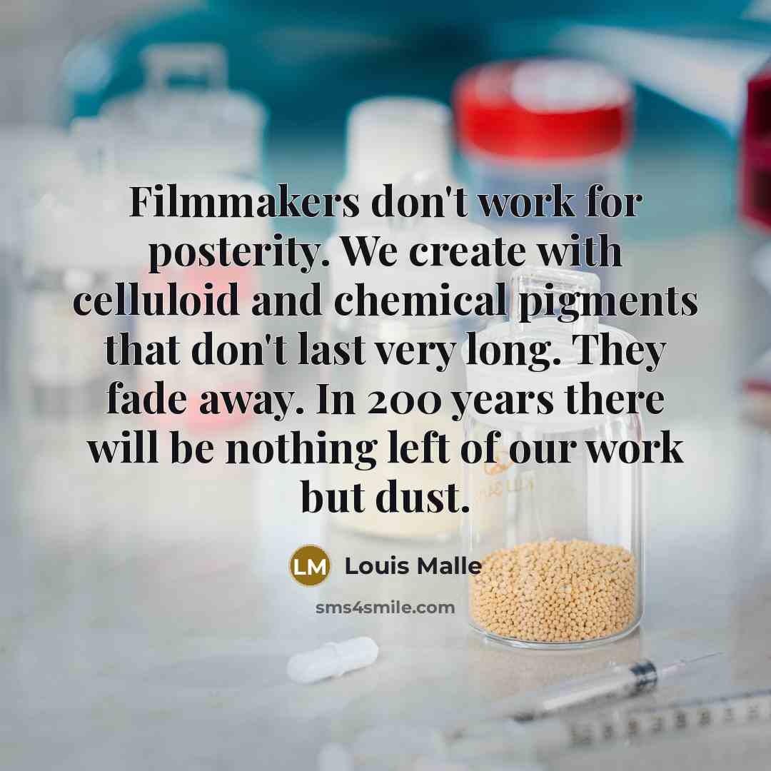 “Filmmakers don't work for posterity. We create with celluloid and…” quote by Louis Malle