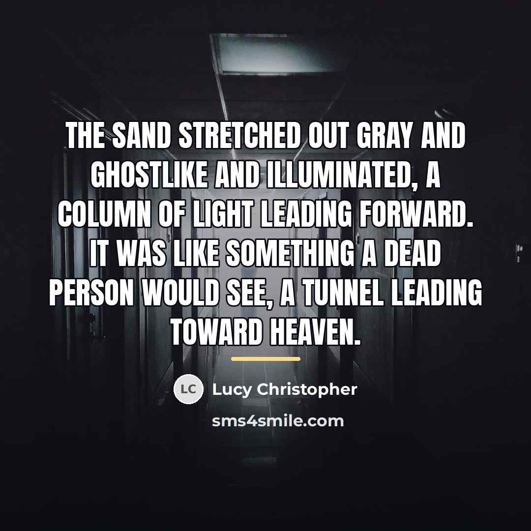“The sand stretched out gray and ghostlike and illuminated, a…” quote by Lucy Christopher