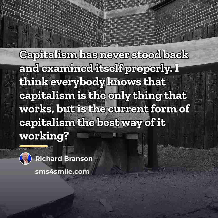 “Capitalism has never stood back and examined itself properly. I…” quote by Richard Branson