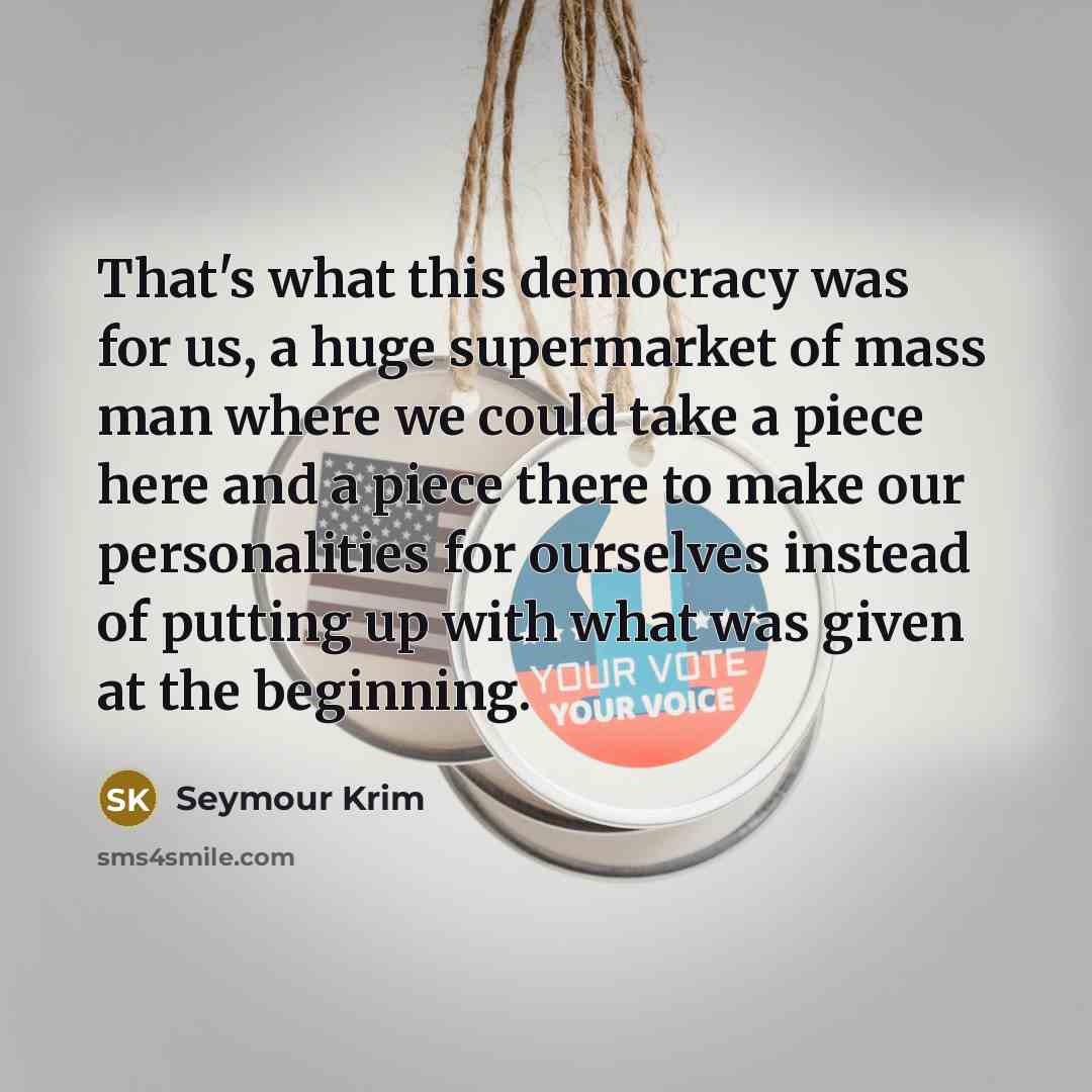 “That's what this democracy was for us, a huge supermarket…” quote by Seymour Krim