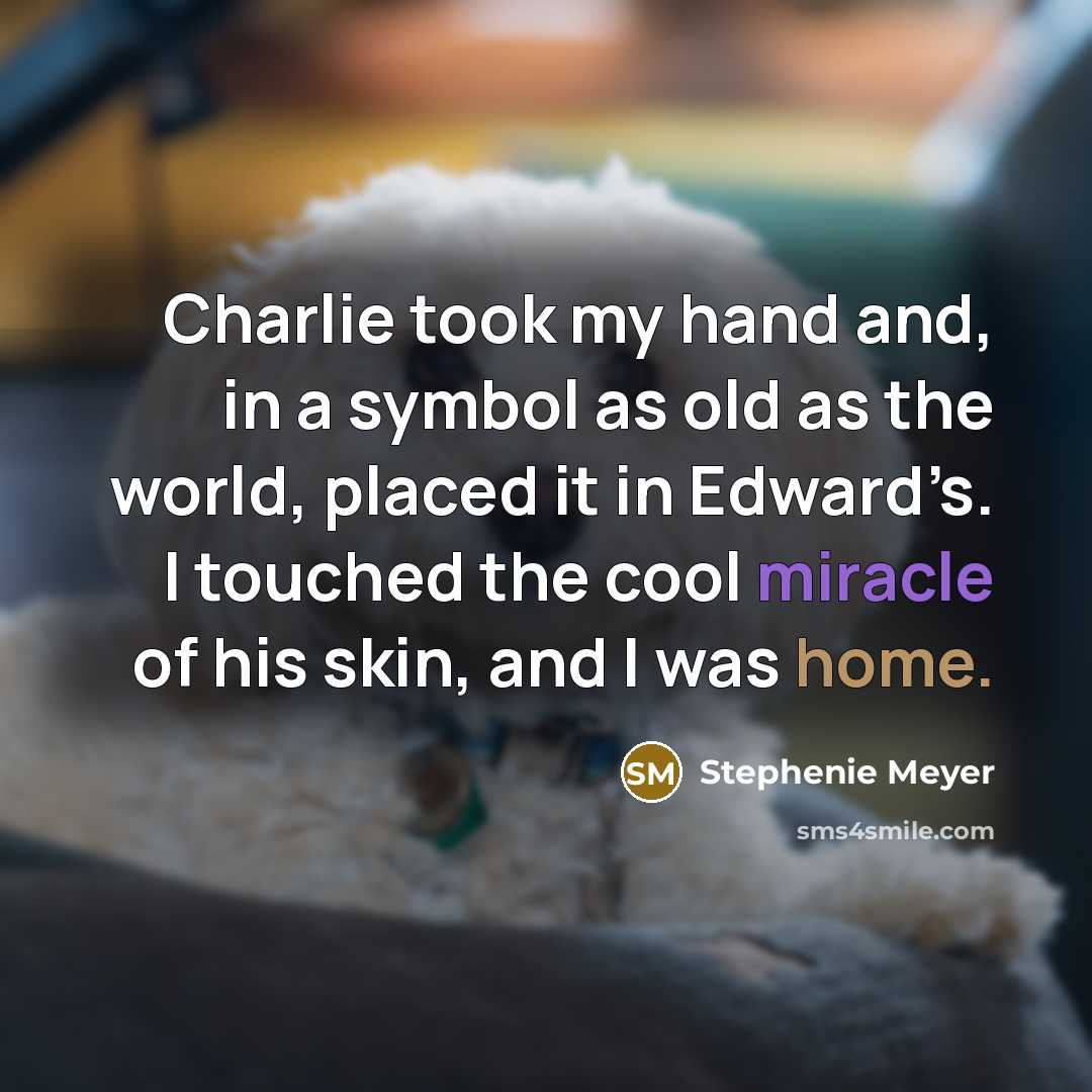 “Charlie took my hand and, in a symbol as old…” quote by Stephenie Meyer