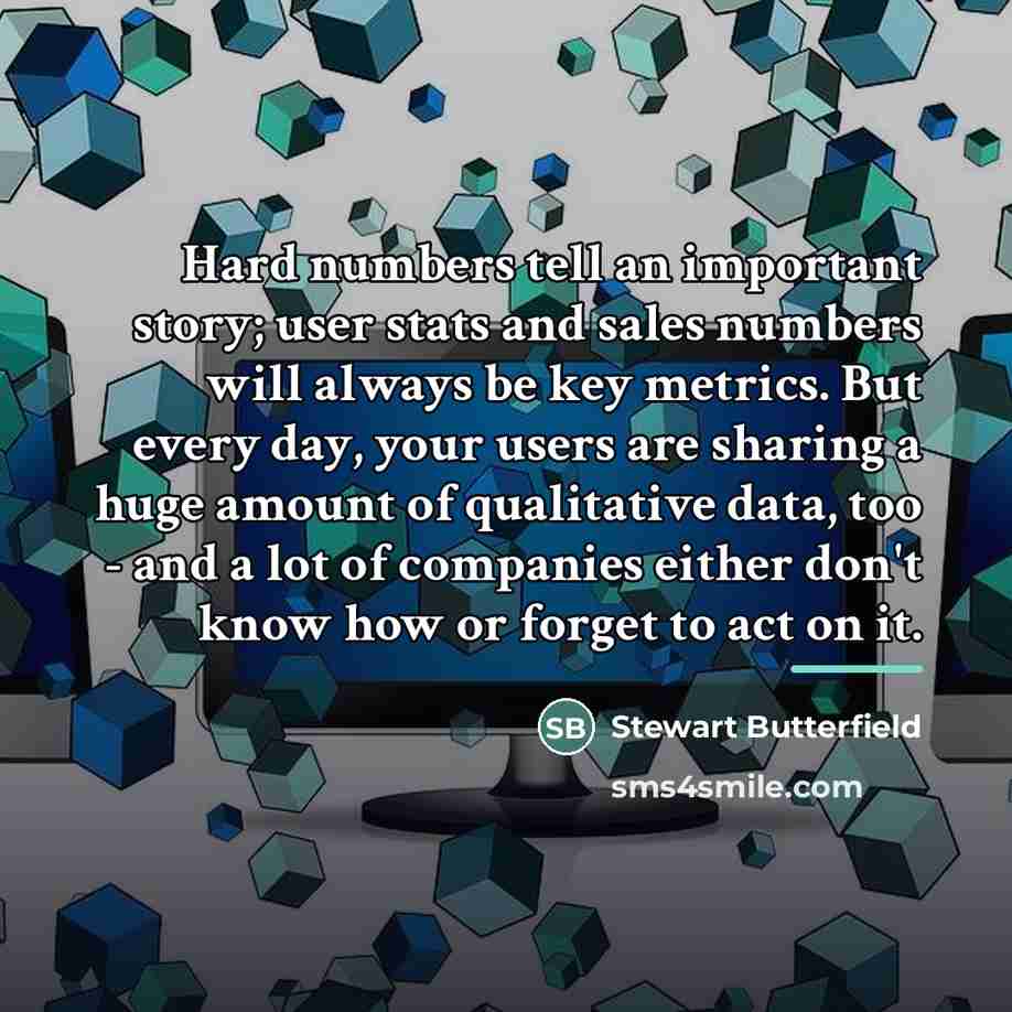 “Hard numbers tell an important story; user stats and sales…” quote by Stewart Butterfield