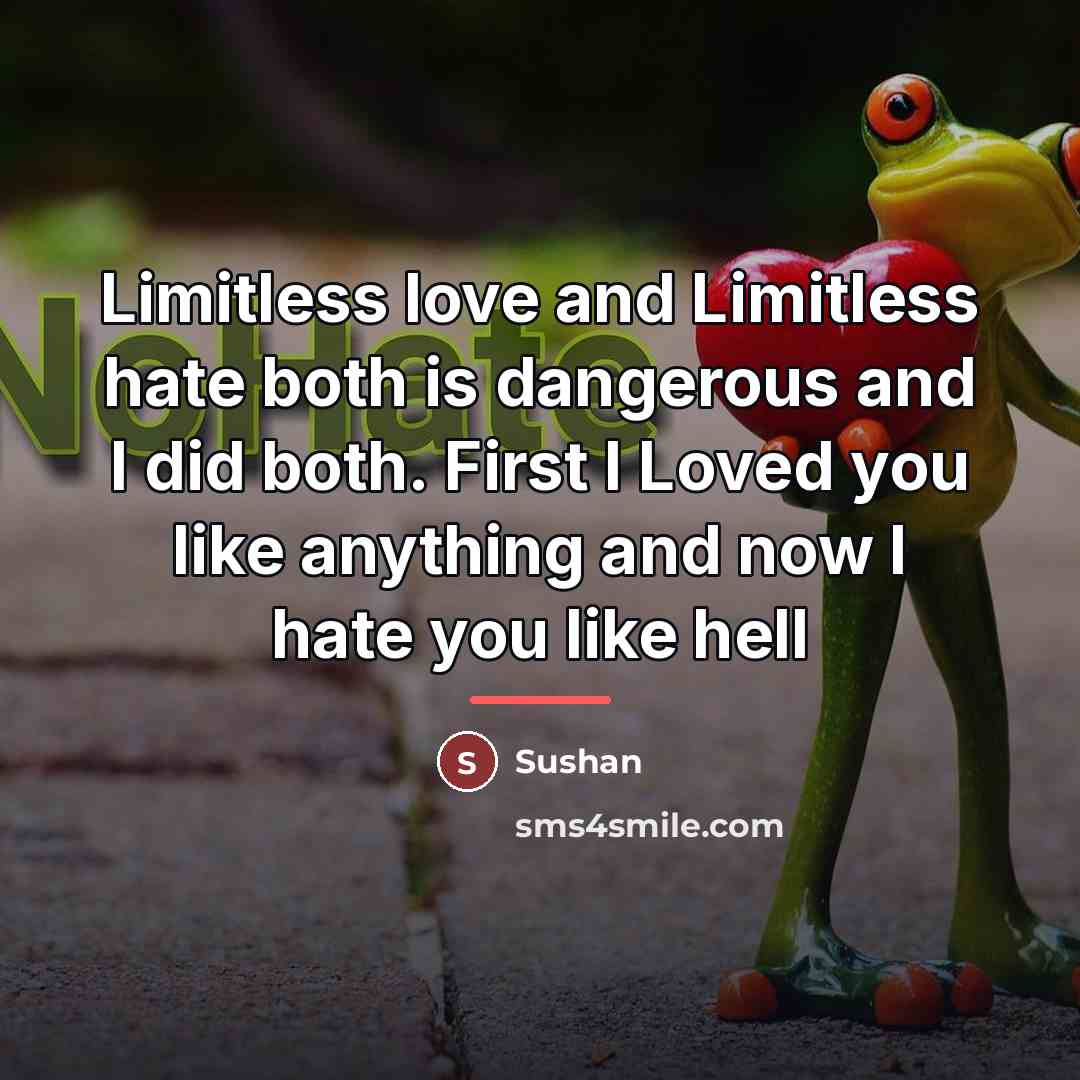 “Limitless love and Limitless hate both is dangerous and I…” quote by Sushan