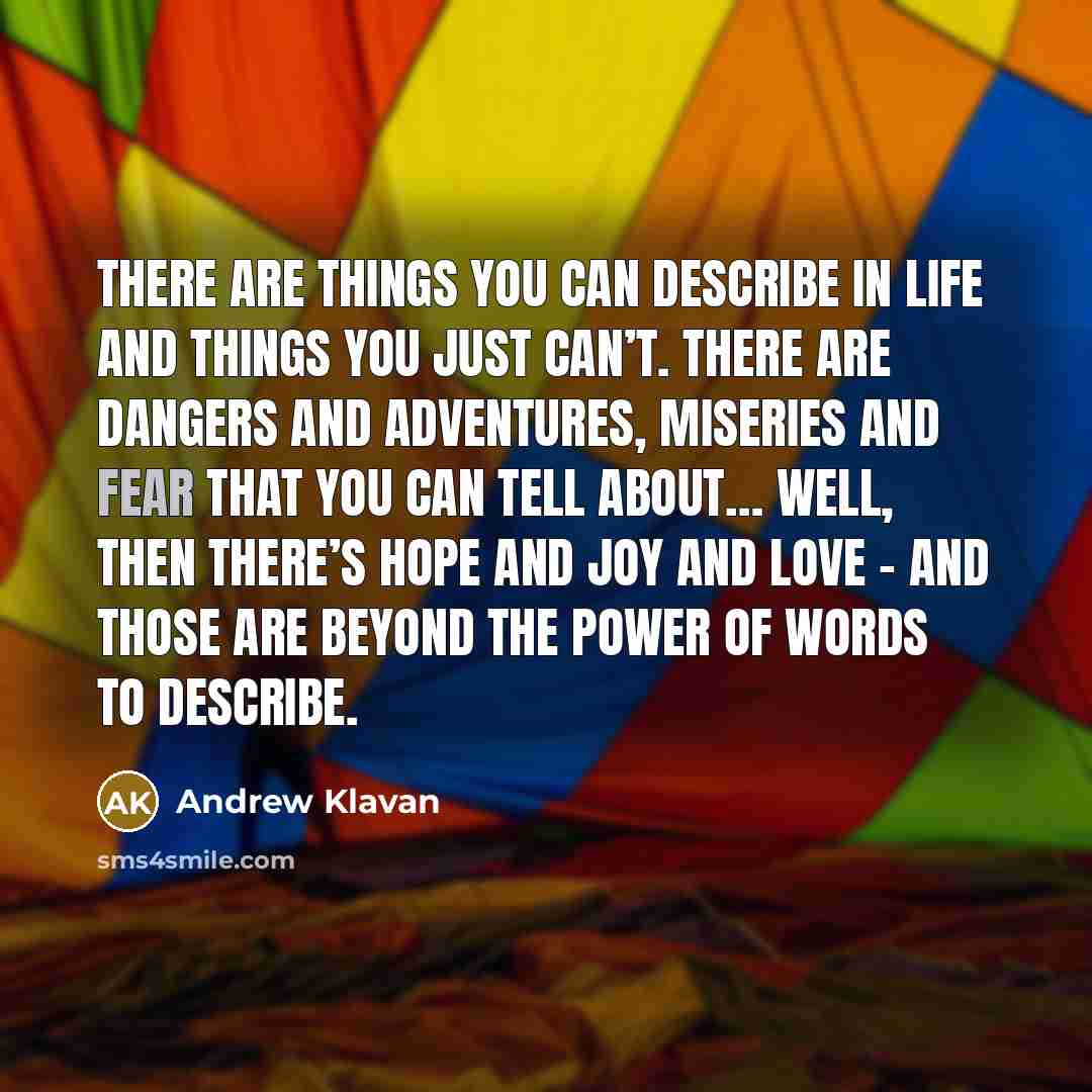 “There are things you can describe in life and things…” quote by Andrew Klavan