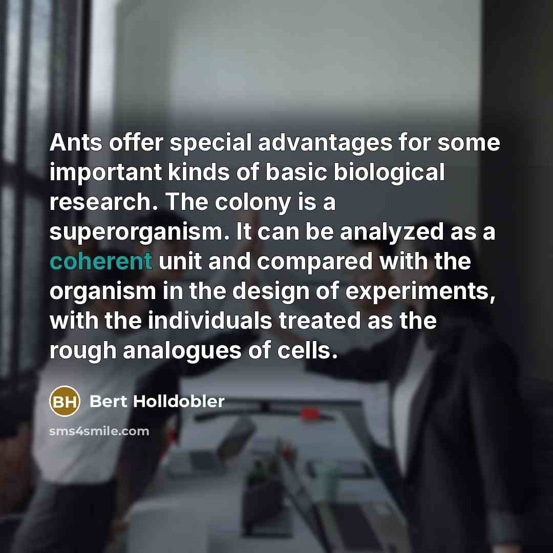 “Ants offer special advantages for some important kinds of basic…” quote by Bert Holldobler