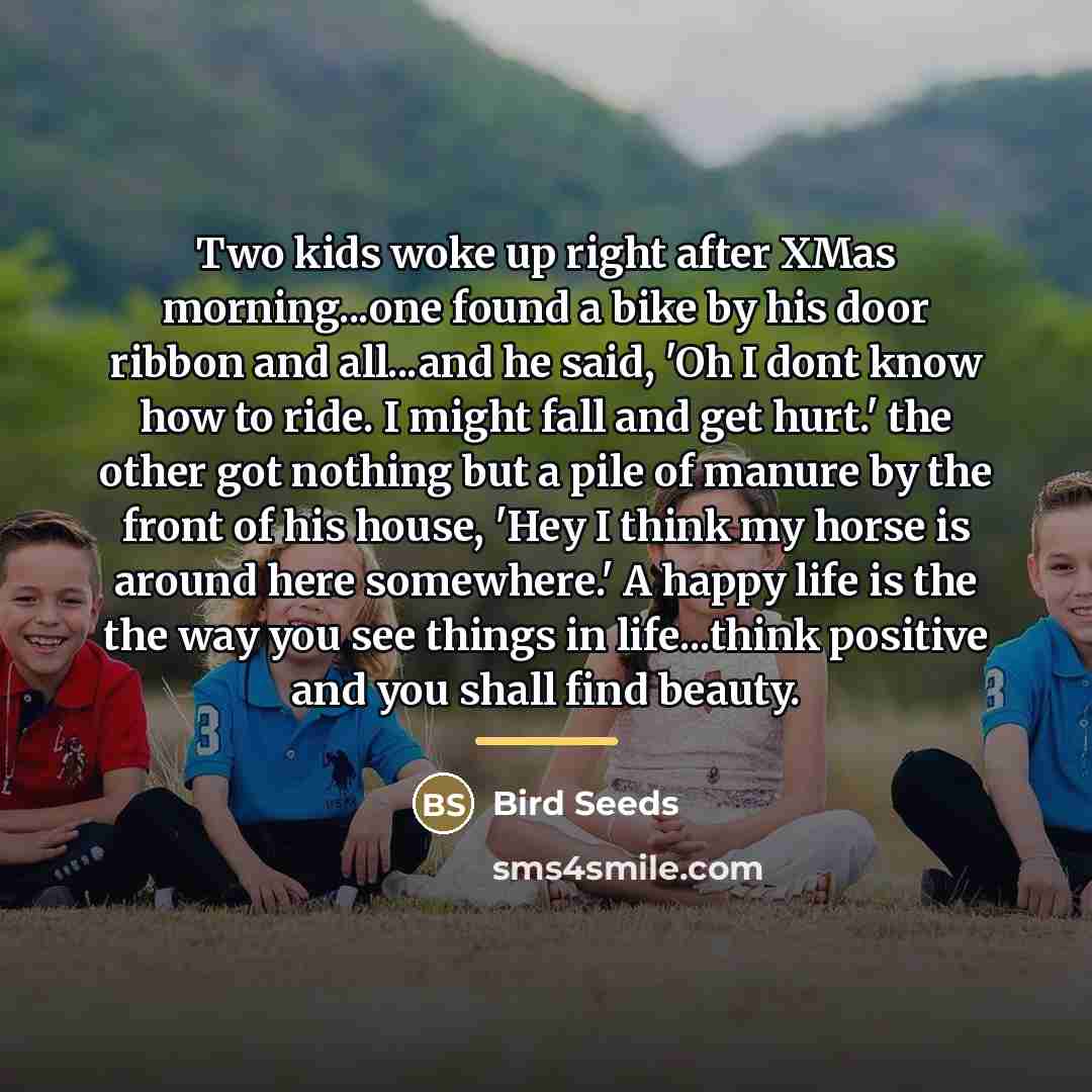 “Two kids woke up right after XMas morning...one found a…” quote by Bird Seeds