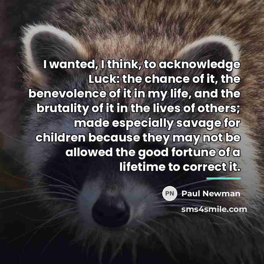 “I wanted, I think, to acknowledge Luck: the chance of…” quote by Paul Newman