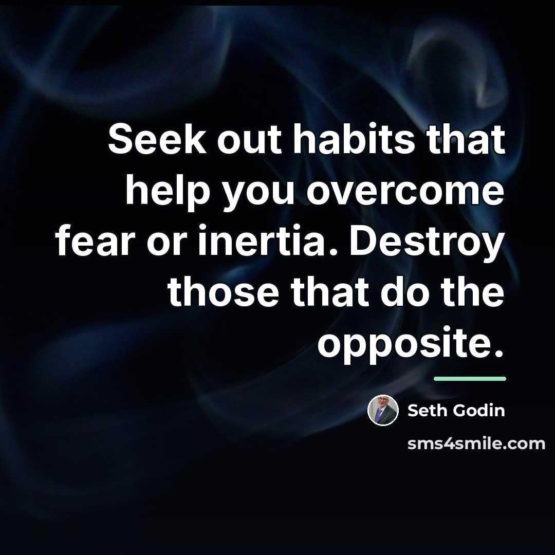 “Seek out habits that help you overcome fear or inertia.…” quote by Seth Godin