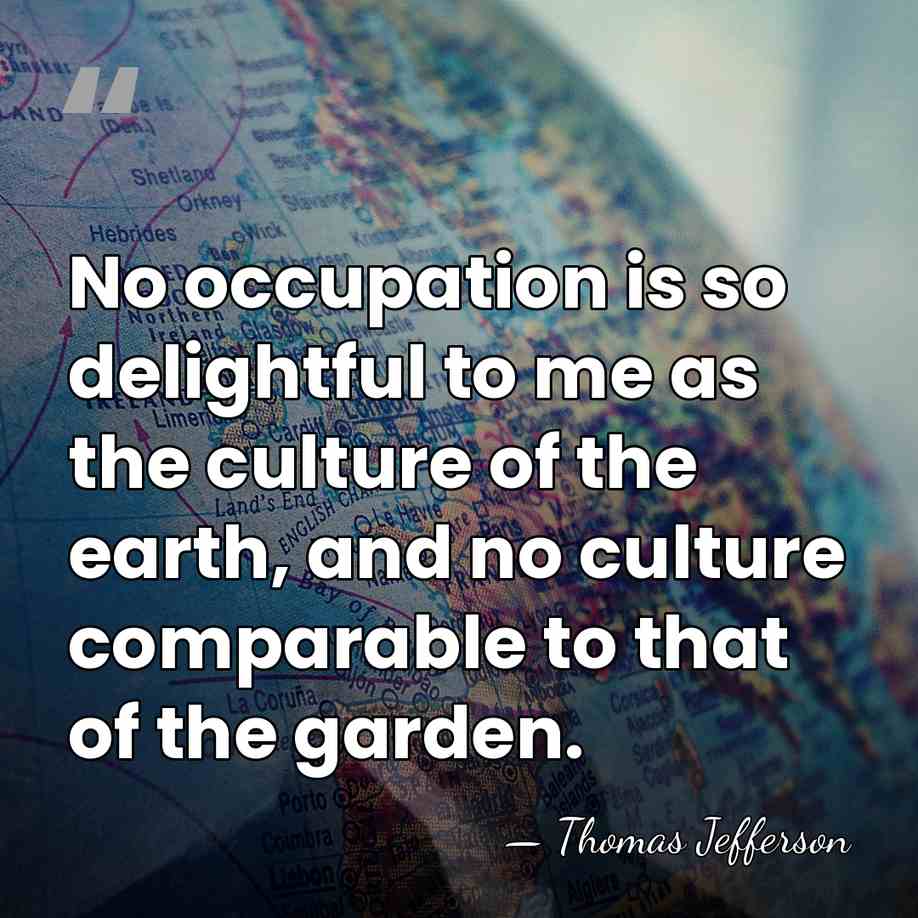 No occupation is so delightful to me as the culture of the&hellip; - Thomas Jefferson