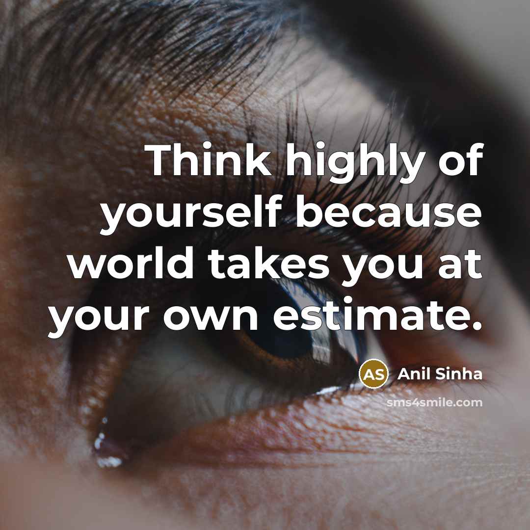 “Think highly of yourself because world takes you at your…” quote by Anil Sinha