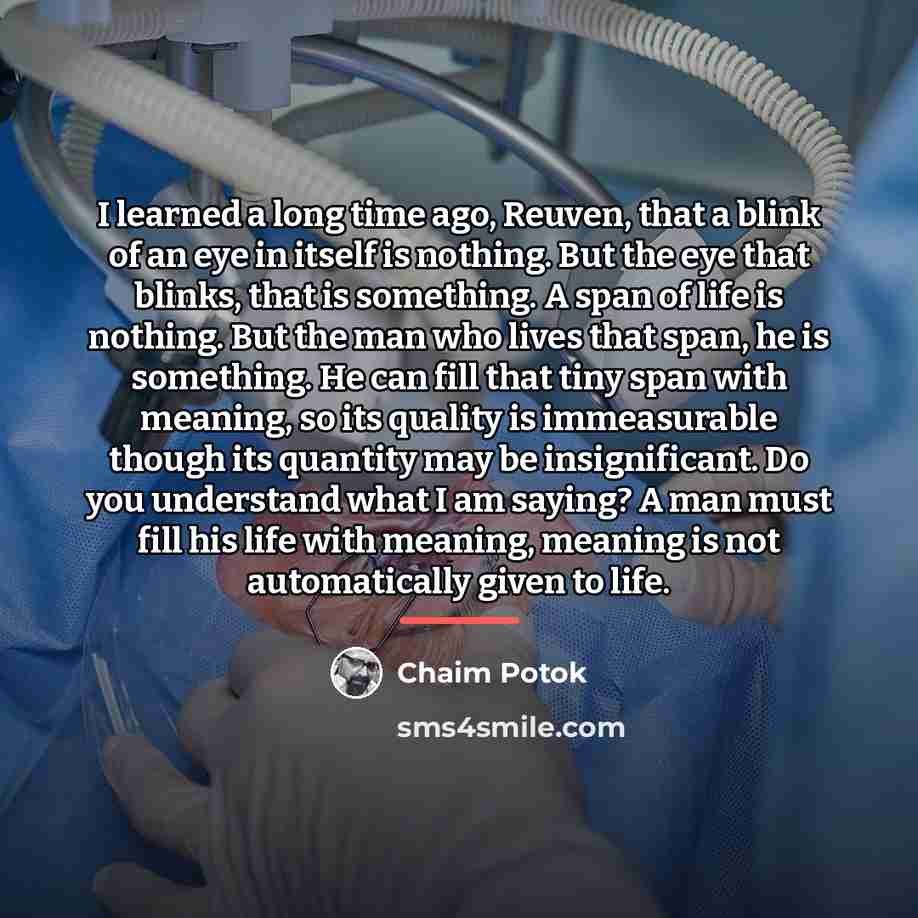 “I learned a long time ago, Reuven, that a blink…” quote by Chaim Potok