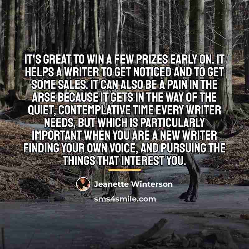 “It's great to win a few prizes early on. It…” quote by Jeanette Winterson