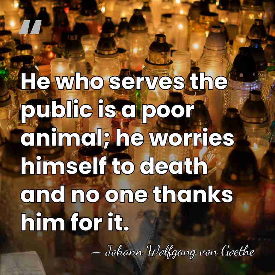 He who serves the public is a poor animal; he worries himself&hellip; - Johann Wolfgang von Goethe