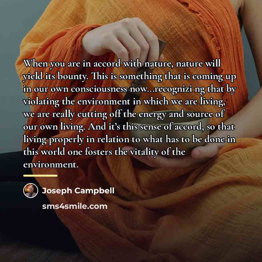 “When you are in accord with nature, nature will yield…” quote by Joseph Campbell