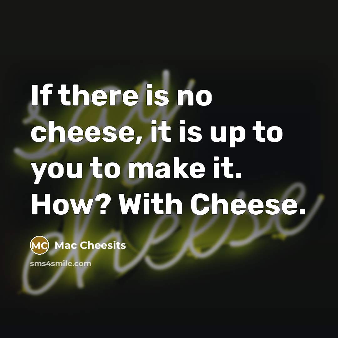 “If there is no cheese, it is up to you…” quote by Mac Cheesits