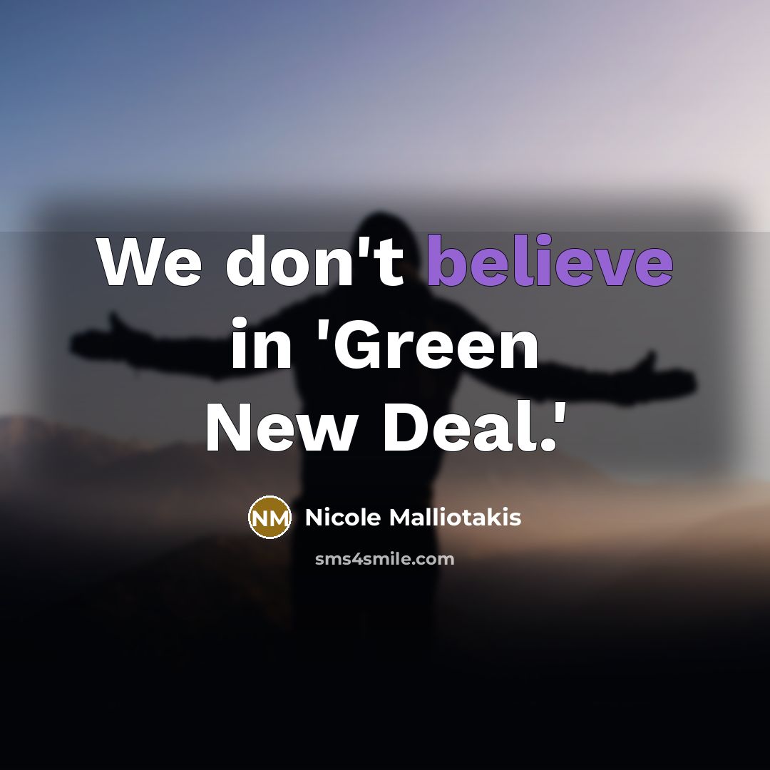 “We don't believe in 'Green New Deal.'…” quote by Nicole Malliotakis