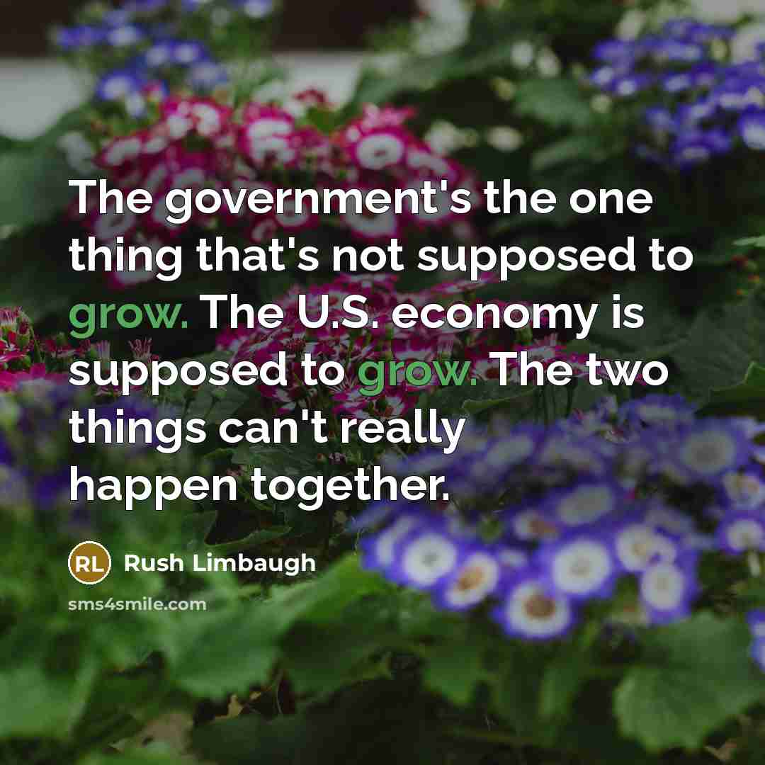 “The government's the one thing that's not supposed to grow.…” quote by Rush Limbaugh