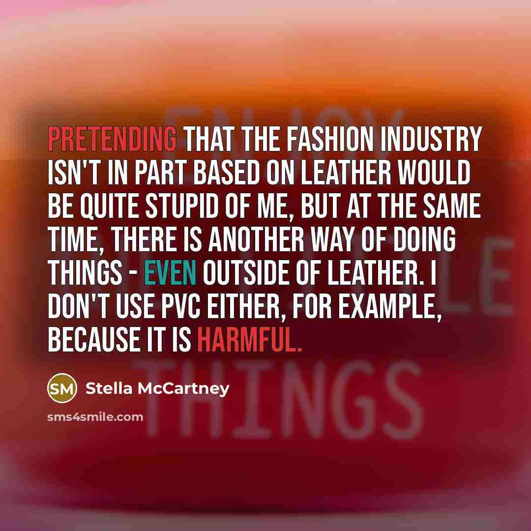“Pretending that the fashion industry isn't in part based on…” quote by Stella McCartney