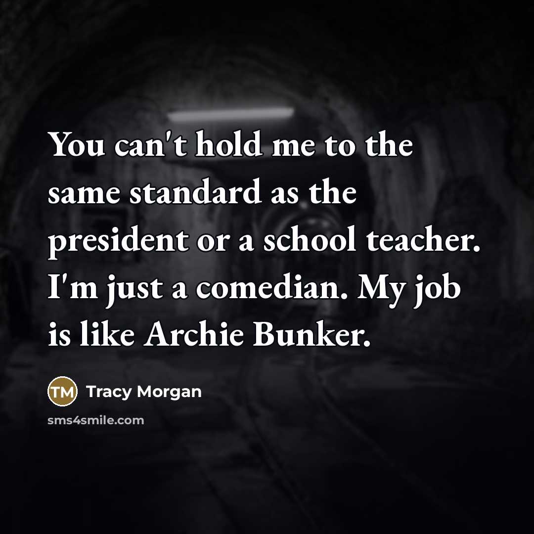 “You can't hold me to the same standard as the…” quote by Tracy Morgan
