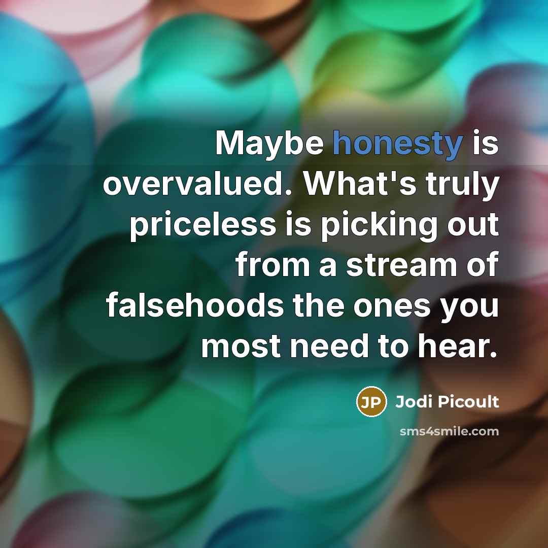 “Maybe honesty is overvalued. What's truly priceless is picking out…” quote by Jodi Picoult