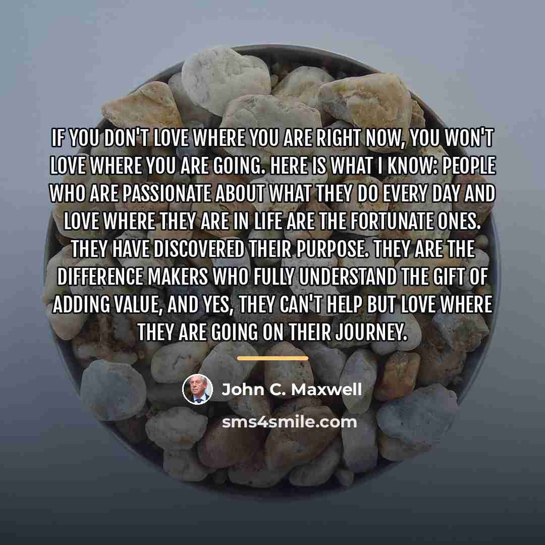 “If you don't love where you are right now, you…” quote by John C. Maxwell