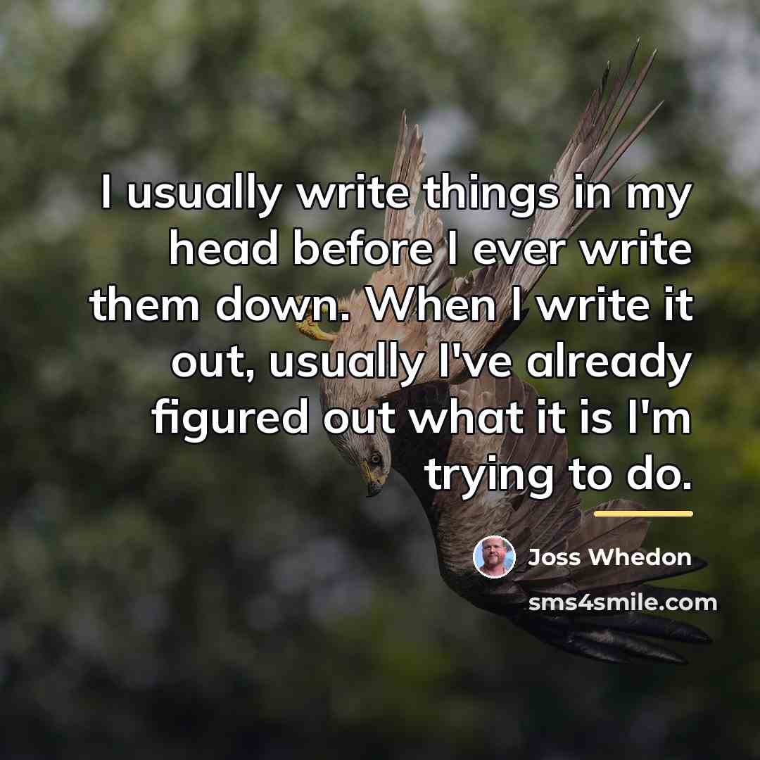 “I usually write things in my head before I ever…” quote by Joss Whedon