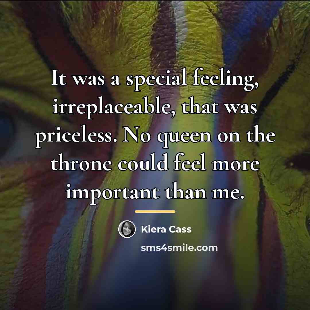 “It was a special feeling, irreplaceable, that was priceless. No…” quote by Kiera Cass