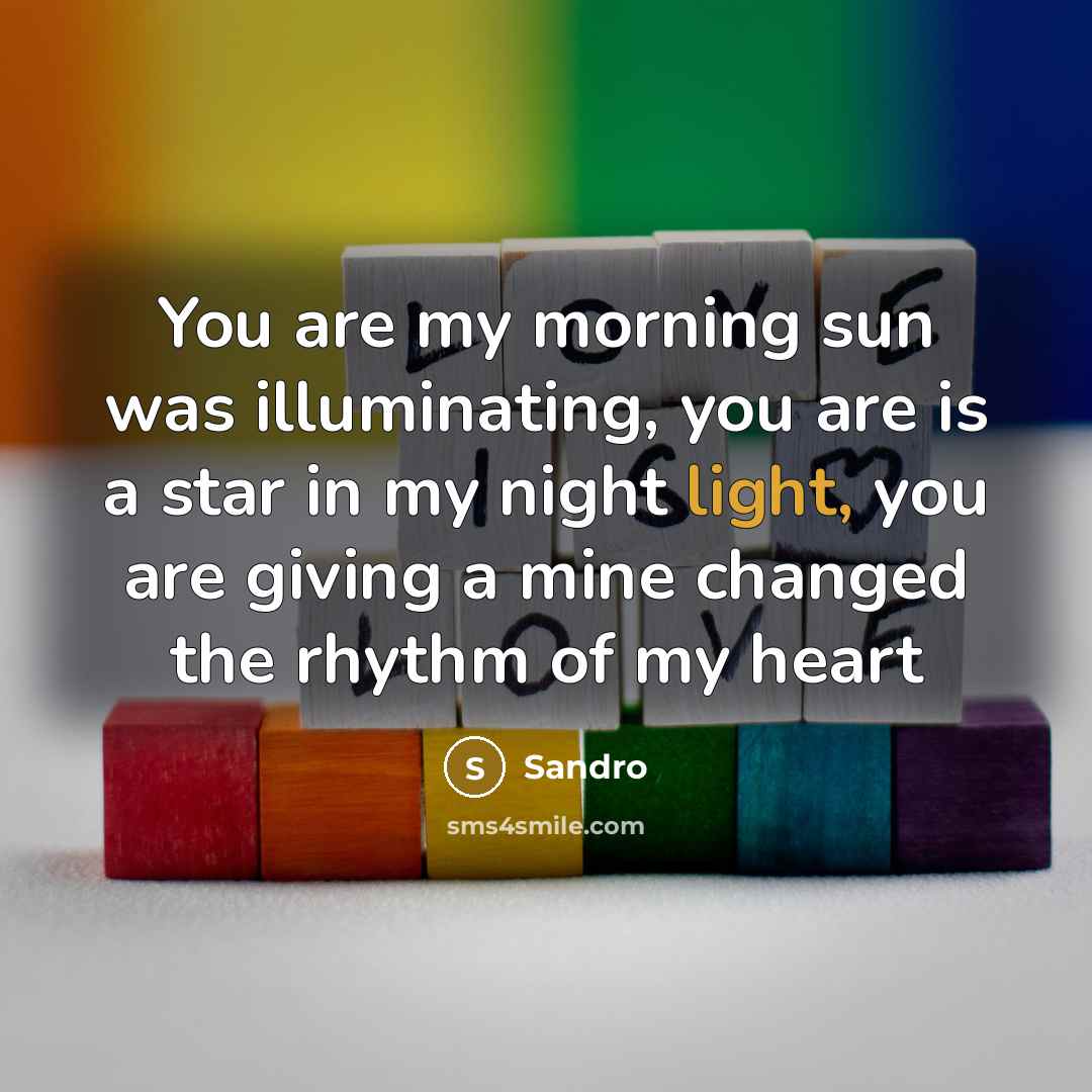 “You are my morning sun was illuminating, you are is…” quote by Sandro