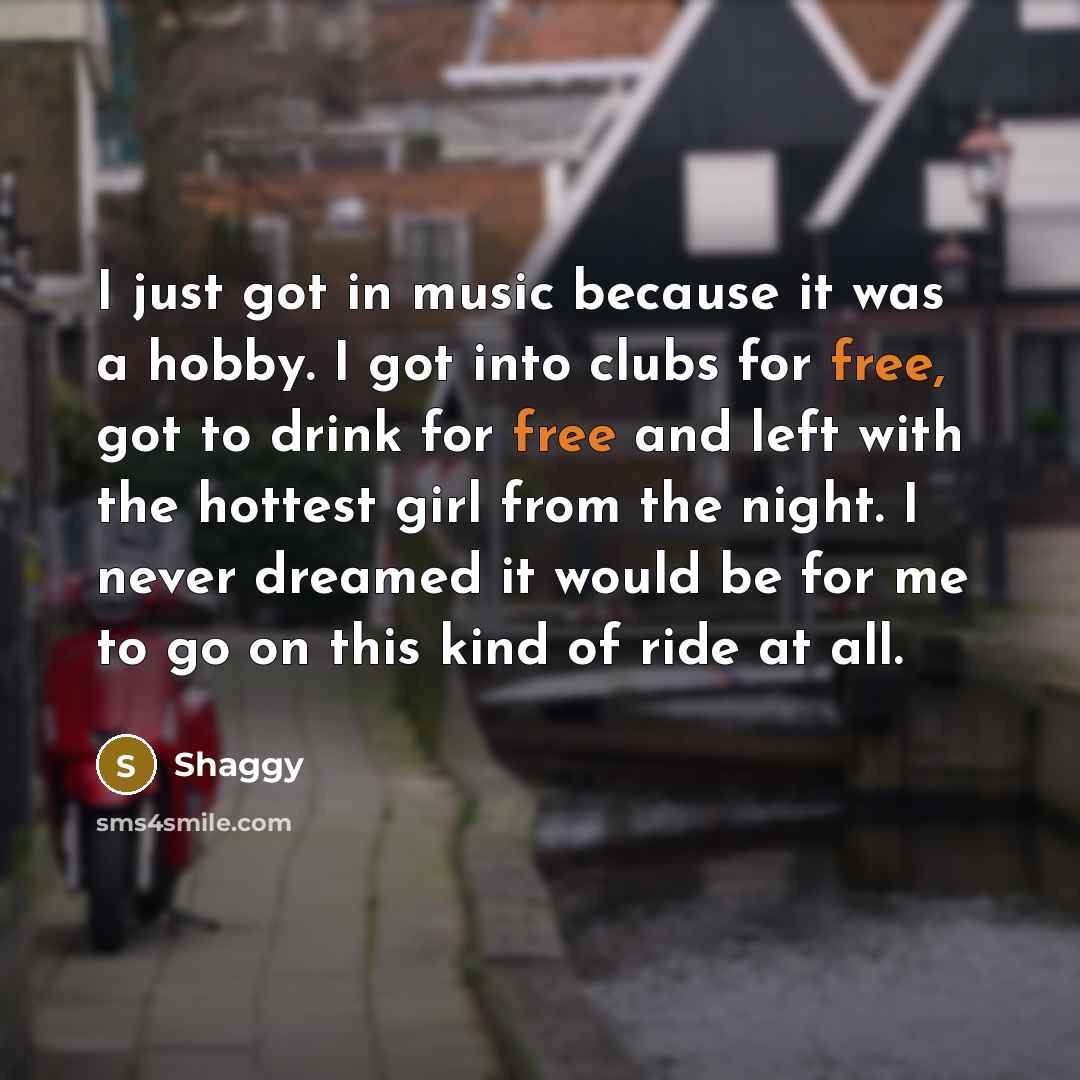 “I just got in music because it was a hobby.…” quote by Shaggy