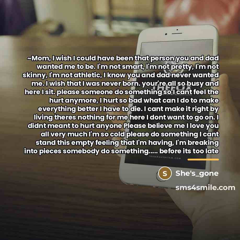 “~Mom, I wish I could have been that person you…” quote by She's_gone