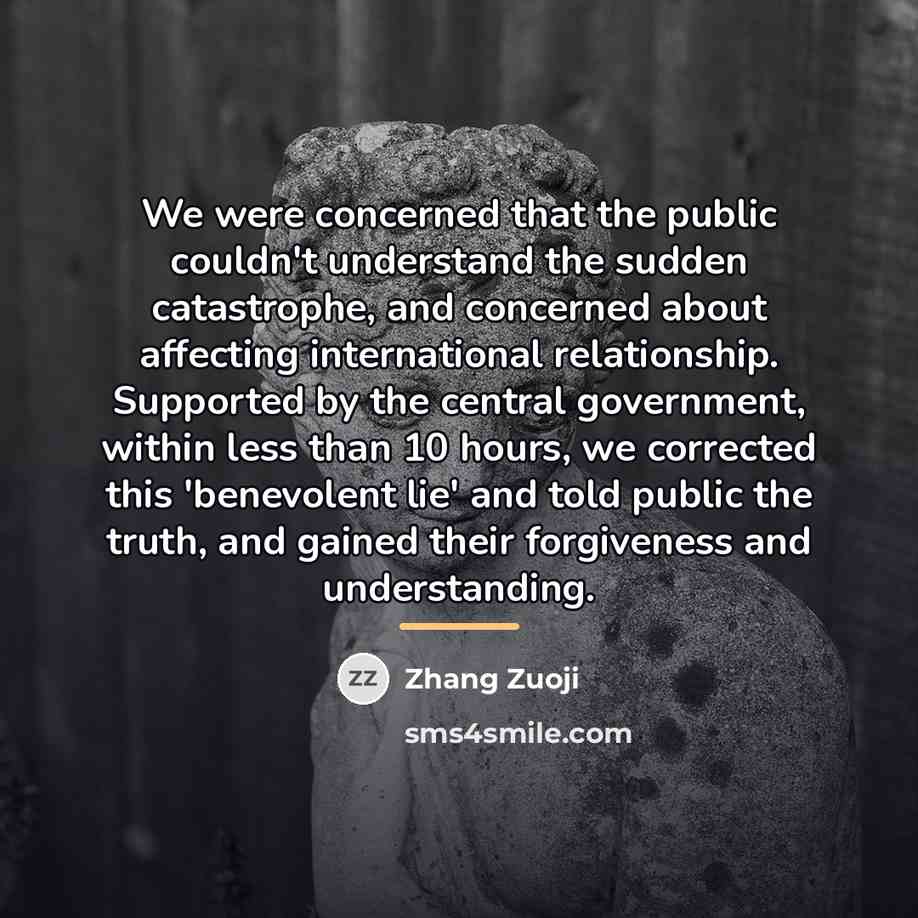 “We were concerned that the public couldn't understand the sudden…” quote by Zhang Zuoji