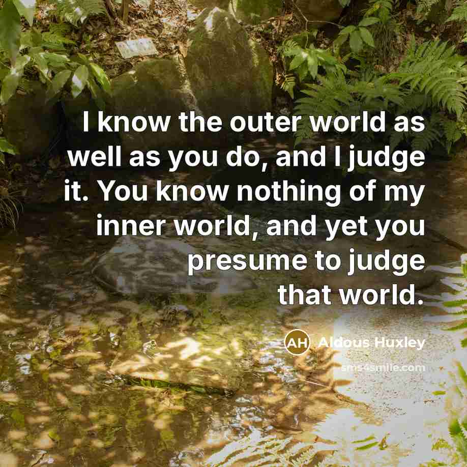 “I know the outer world as well as you do,…” quote by Aldous Huxley