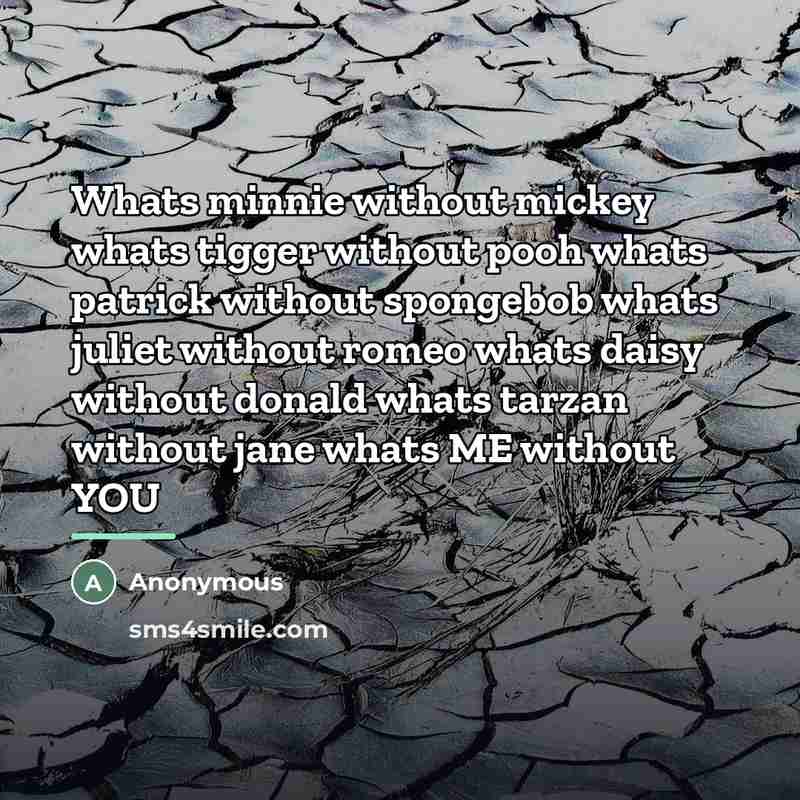 “Whats minnie without mickey whats tigger without pooh whats patrick…” quote by Anonymous