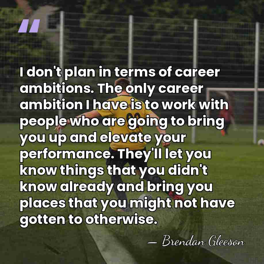 I don't plan in terms of career ambitions. The only career ambition&hellip; - Brendan Gleeson