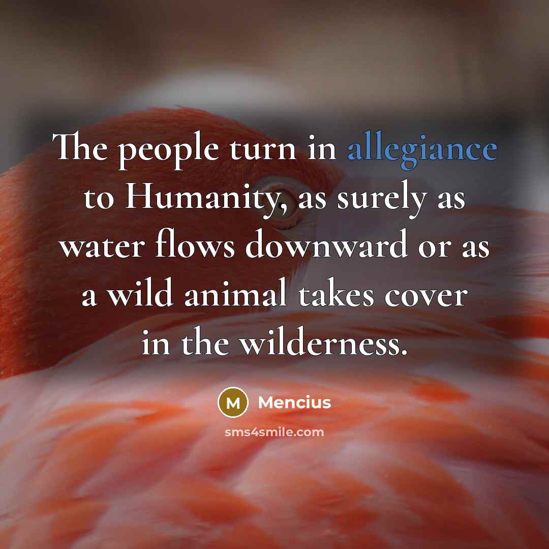 “The people turn in allegiance to Humanity, as surely as…” quote by Mencius