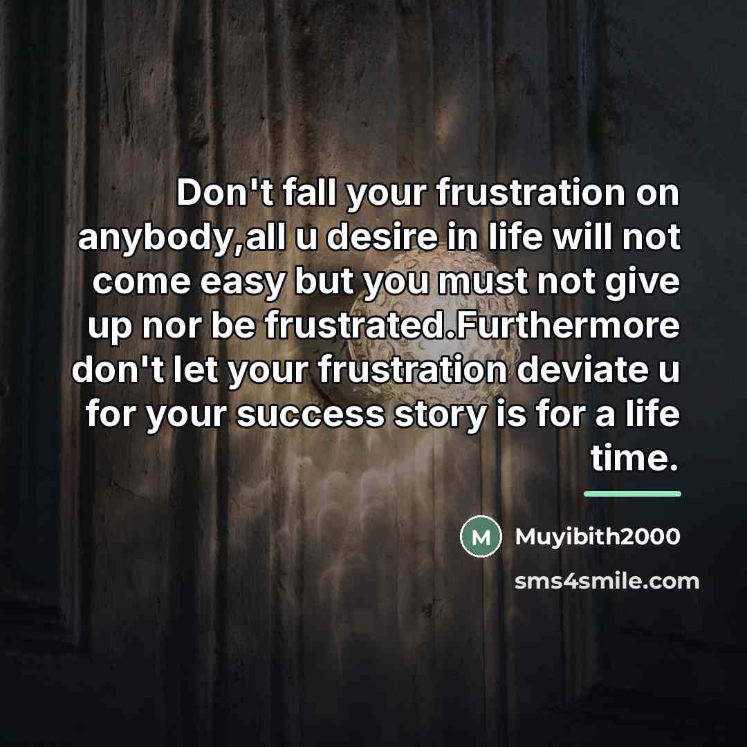 “Don't fall your frustration on anybody,all u desire in life…” quote by Muyibith2000
