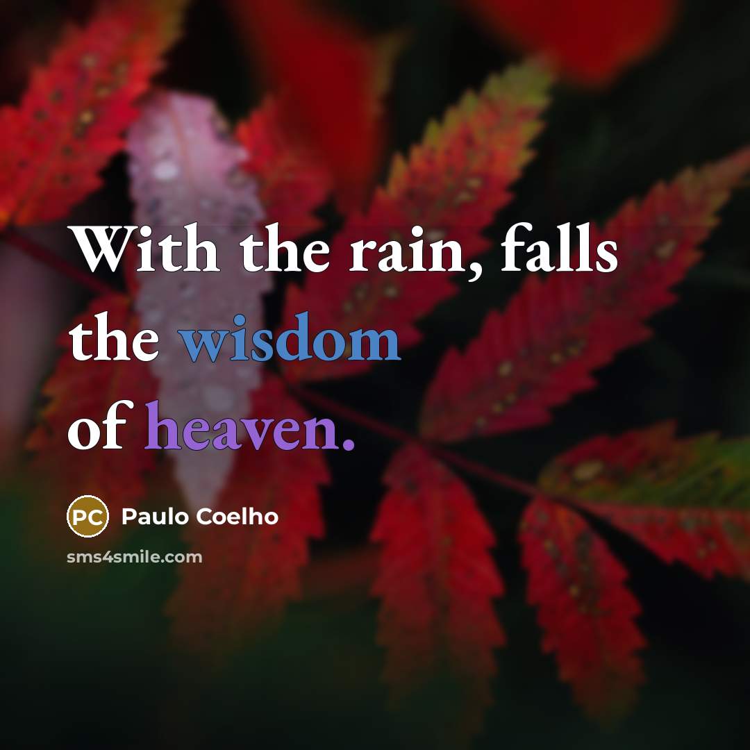 “With the rain, falls the wisdom of heaven.…” quote by Paulo Coelho