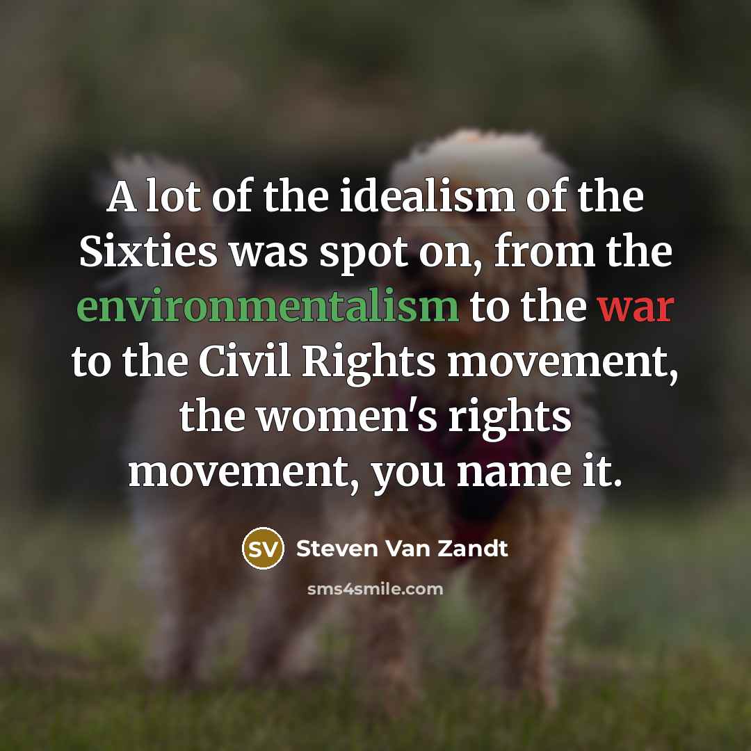 “A lot of the idealism of the Sixties was spot…” quote by Steven Van Zandt