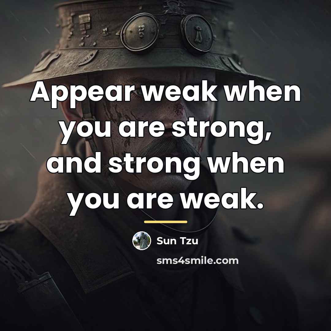 “Appear weak when you are strong, and strong when you…” quote by Sun Tzu