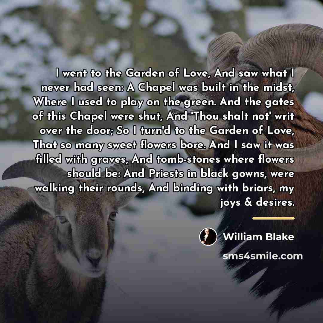 “I went to the Garden of Love, And saw what…” quote by William Blake