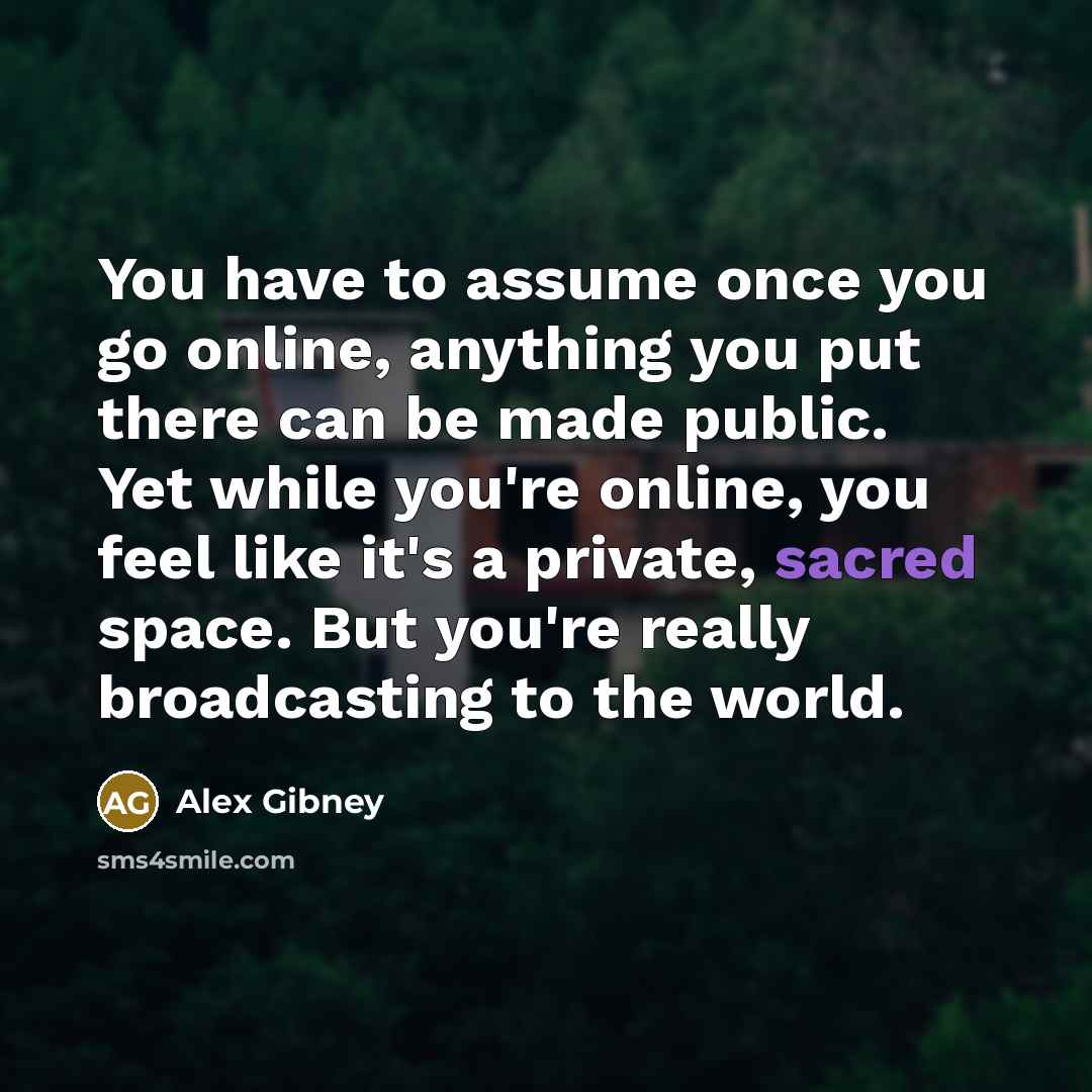 “You have to assume once you go online, anything you…” quote by Alex Gibney