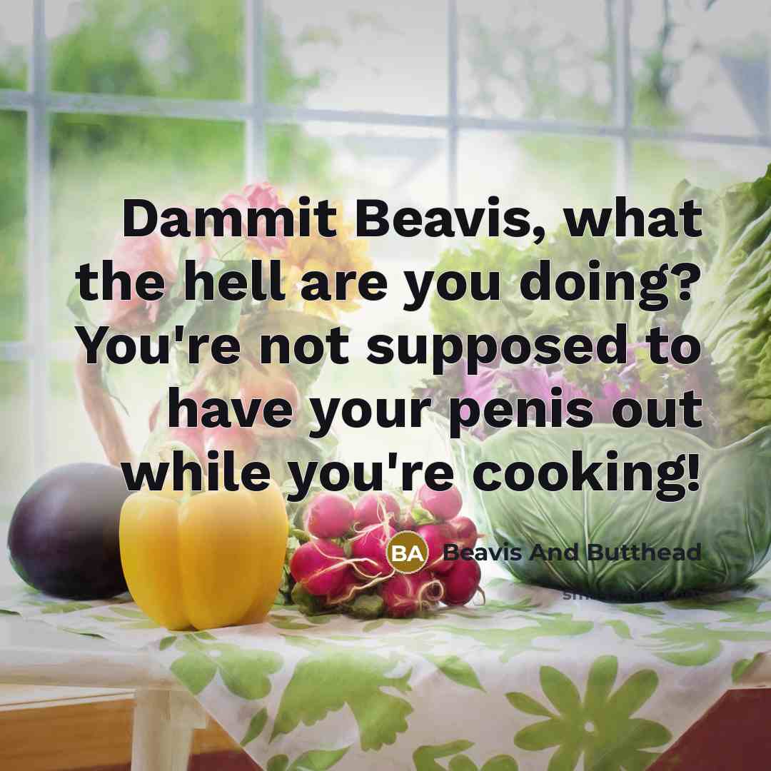 “Dammit Beavis, what the hell are you doing? You're not supposed to have your penis out while you're cooking!” quote by Beavis And Butthead