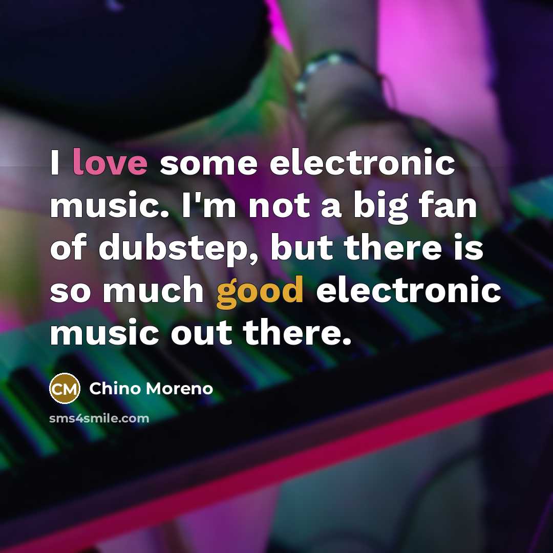 “I love some electronic music. I'm not a big fan…” quote by Chino Moreno