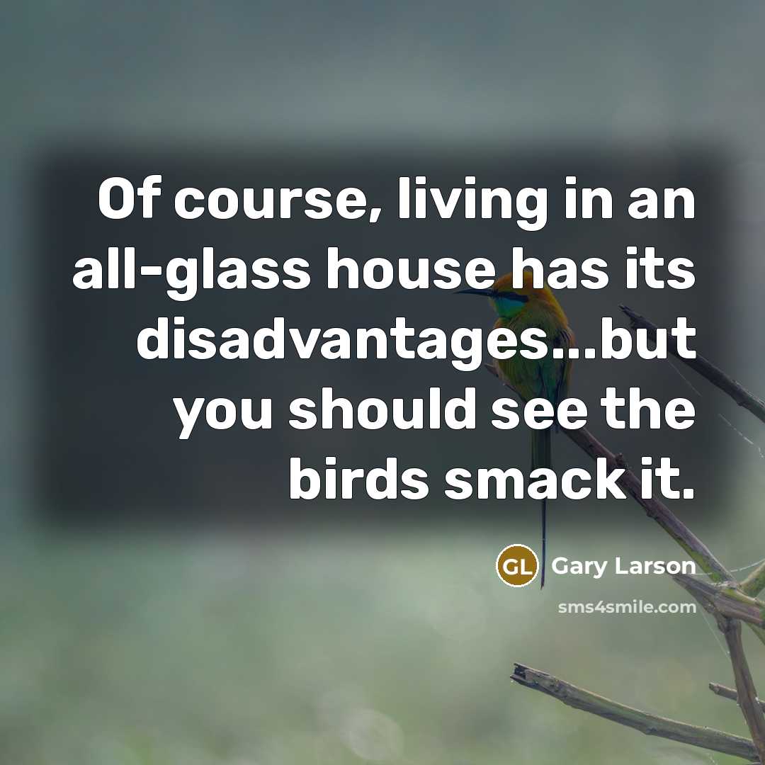 “Of course, living in an all-glass house has its disadvantages...but…” quote by Gary Larson