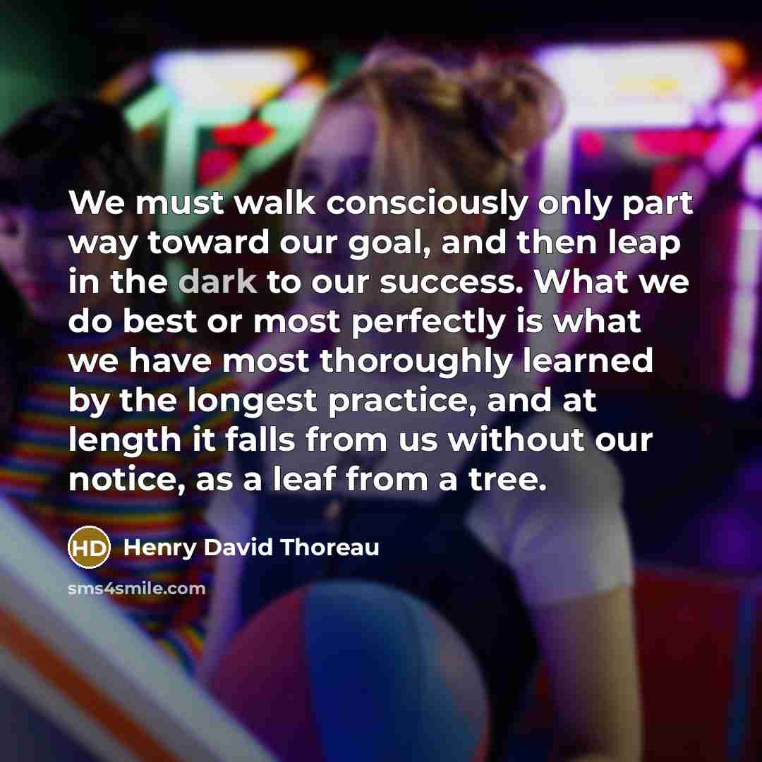 “We must walk consciously only part way toward our goal,…” quote by Henry David Thoreau