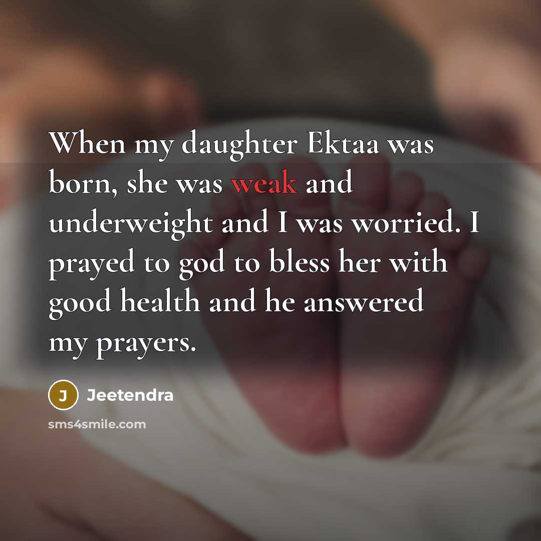 “When my daughter Ektaa was born, she was weak and…” quote by Jeetendra