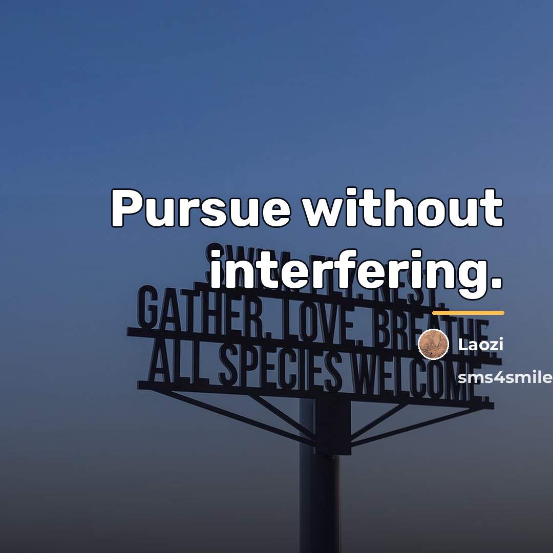 “Pursue without interfering.…” quote by Laozi