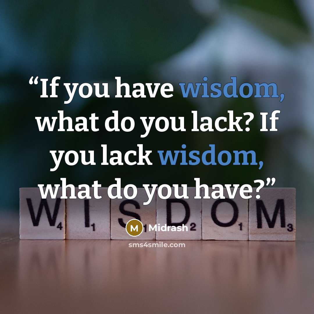“If you have wisdom, what do you lack? If you lack wisdom, what do you have?” quote by Midrash
